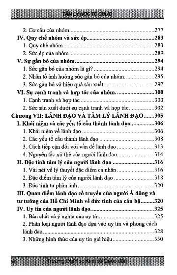 Mục lục chi tiết trang 3 sách Tâm lý học tổ chức