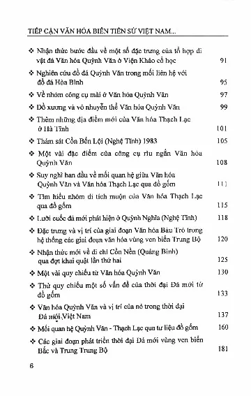 Mục lục chi tiết trang 1 sách Tiếp cận văn hóa biển tiền sử Việt Nam qua các bài nghiên cứu
