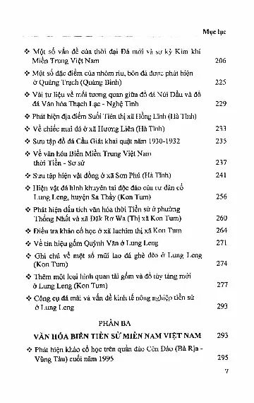 Mục lục chi tiết trang 2 sách Tiếp cận văn hóa biển tiền sử Việt Nam qua các bài nghiên cứu