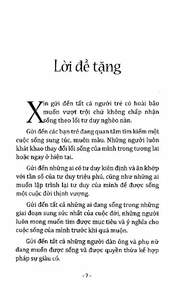 Mục lục chi tiết trang 2 sách Tuổi trẻ với tư duy triệu phú
