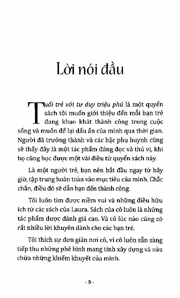 Mục lục chi tiết trang 3 sách Tuổi trẻ với tư duy triệu phú