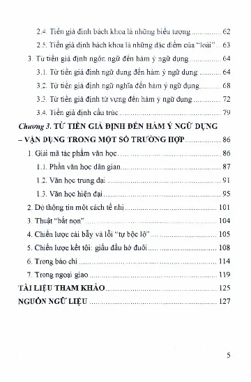 Mục lục chi tiết trang 1 sách Từ tiền giả định đến hàm ý ngữ dụng