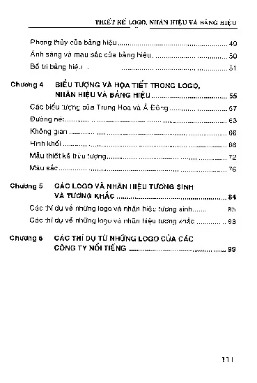 Mục lục chi tiết trang 1 sách Thiết kế logo bảng hiệu, nhãn hiệu theo thuật phong thủy