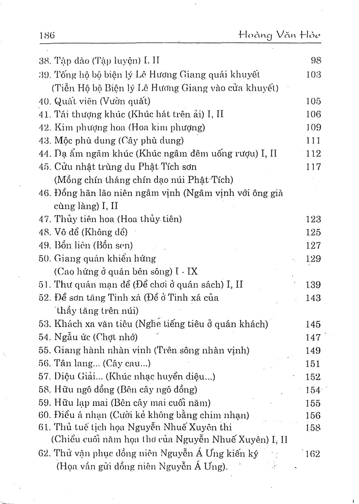 Mục lục chi tiết trang 2 sách Thơ chữ hán Hoàng Văn Hòe