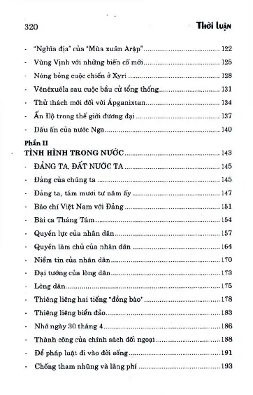 Mục lục chi tiết trang 2 sách Thời luận