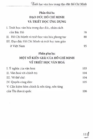 Mục lục chi tiết trang 1 sách Triết học văn hóa trong đạo đức Hồ Chí Minh