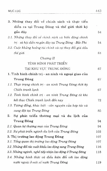 Mục lục chi tiết trang 1 sách Trung Đông và khả năng mở lại quan hệ hợp tác với Việt Nam