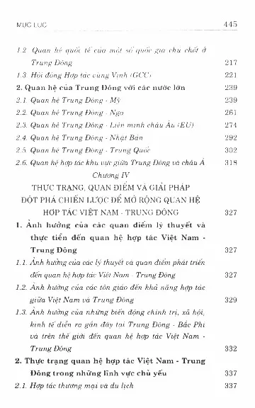 Mục lục chi tiết trang 3 sách Trung Đông và khả năng mở lại quan hệ hợp tác với Việt Nam