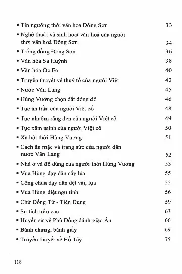 Mục lục chi tiết trang 1 sách Truyện đọc lịch sử Việt Nam tập 1