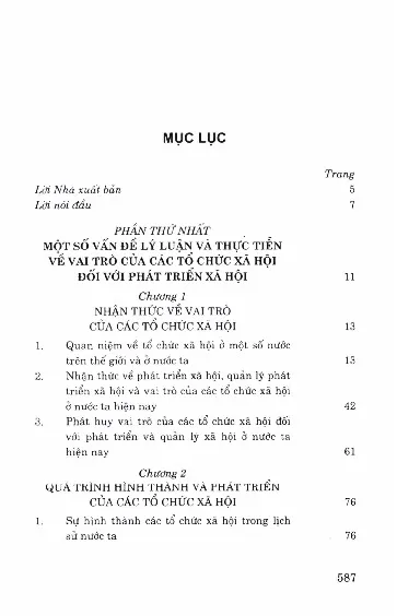 Trang bìa chính thức sách Vai trò của các tổ chức xã hội đối với phát triển và quản lý xã hội