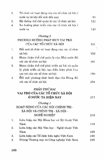 Mục lục chi tiết trang 1 sách Vai trò của các tổ chức xã hội đối với phát triển và quản lý xã hội
