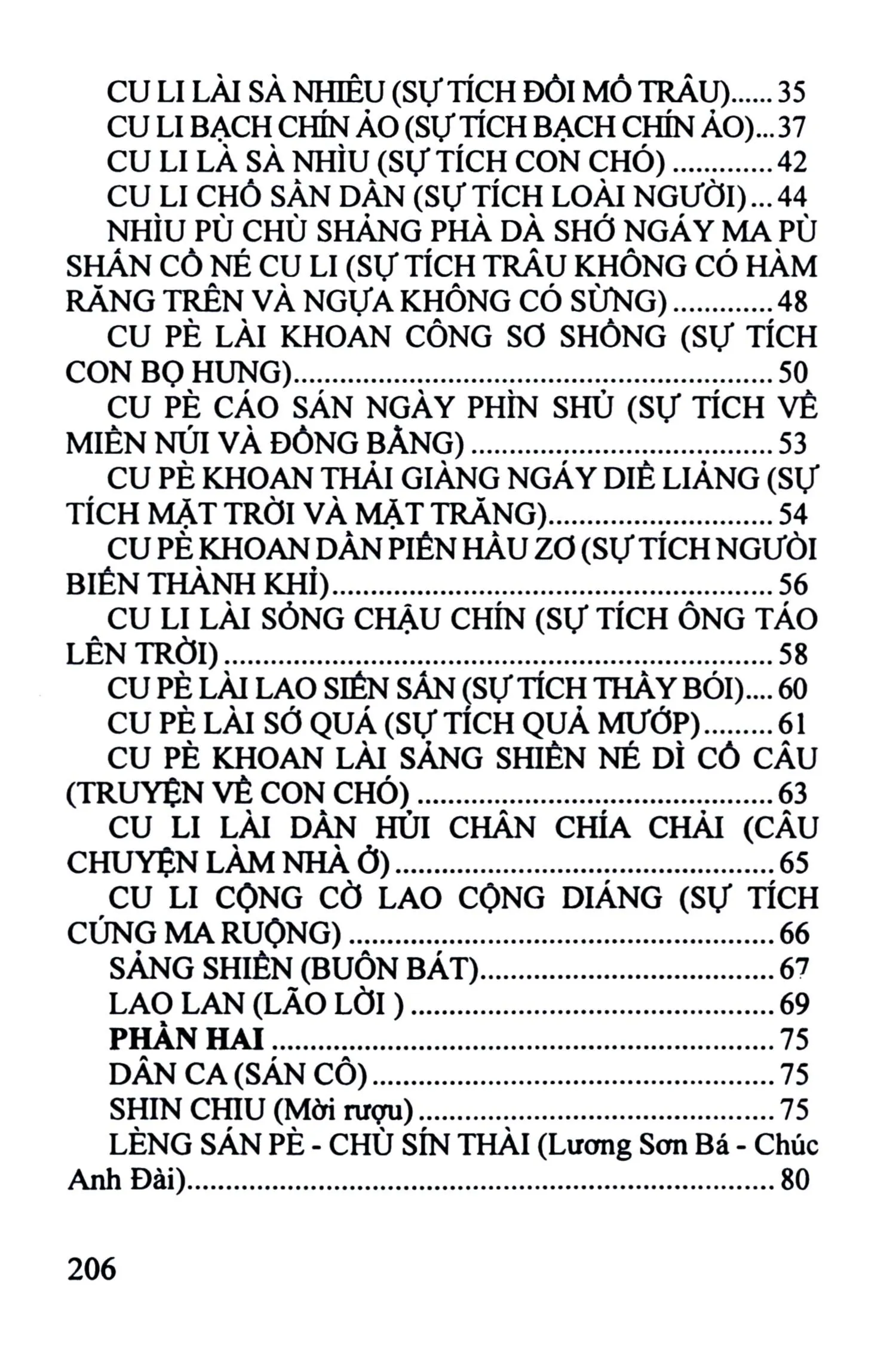 Mục lục chi tiết trang 1 sách Văn học dân gian của người Cơ Lao Đỏ