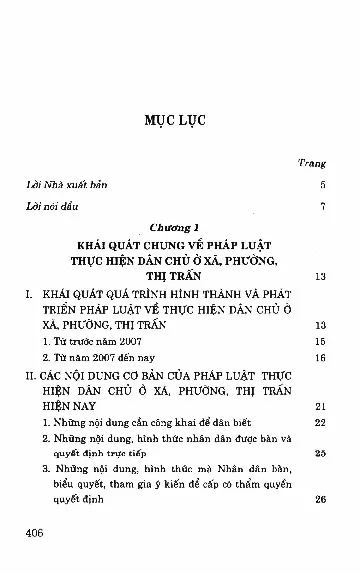 Trang bìa chính thức sách Về thi hành pháp lệnh thực hiện dân chủ ở xã, phường, thị trấn năm 2007
