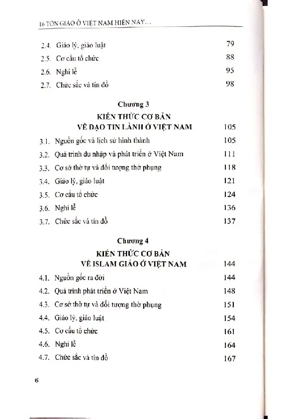Mục lục chi tiết trang 1 sách 16 tôn giáo ở Việt Nam hiện nay từ góc nhìn tôn giáo học