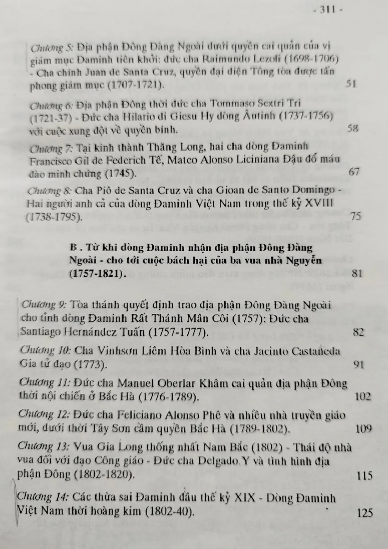 Mục lục chi tiết trang 1 sách Dòng Đa Minh trên đất Việt tập 1