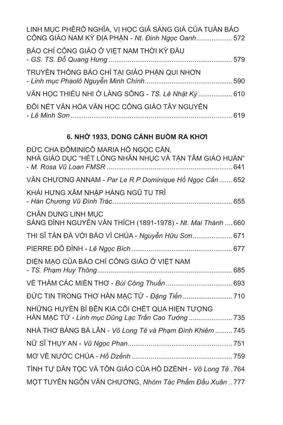 Mục lục chi tiết trang 3 sách Hướng đến 400 năm Văn học Công giáo Việt Nam (1632 - 2032)
