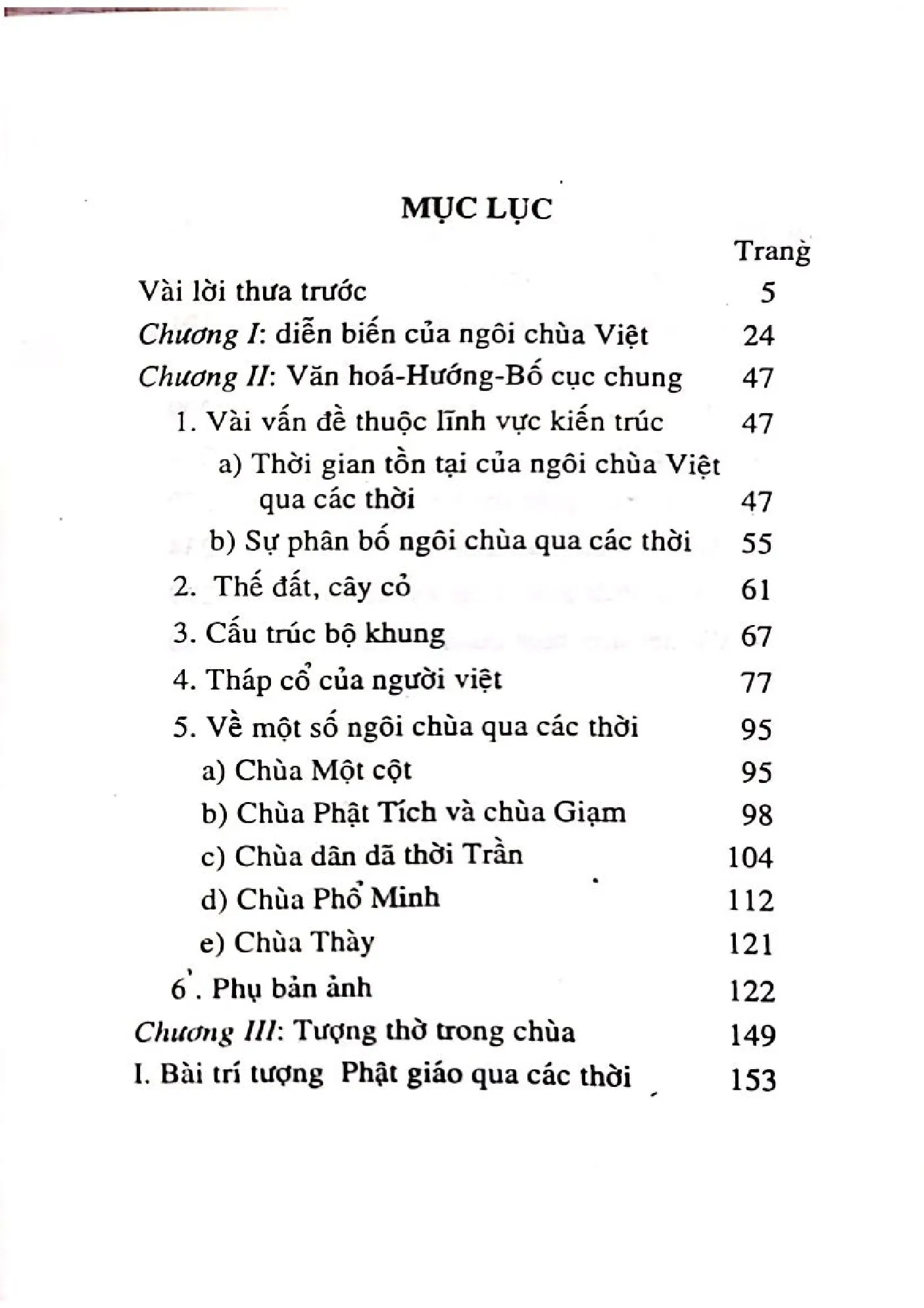 Mục lục chi tiết trang 1 sách Chùa Việt