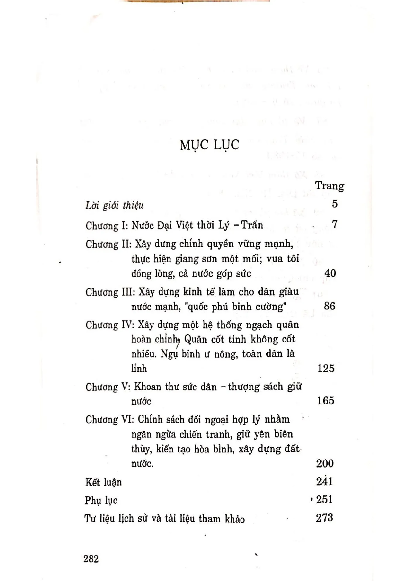 Mục lục chi tiết trang 1 sách Kế giữ nước thời Lý - Trần