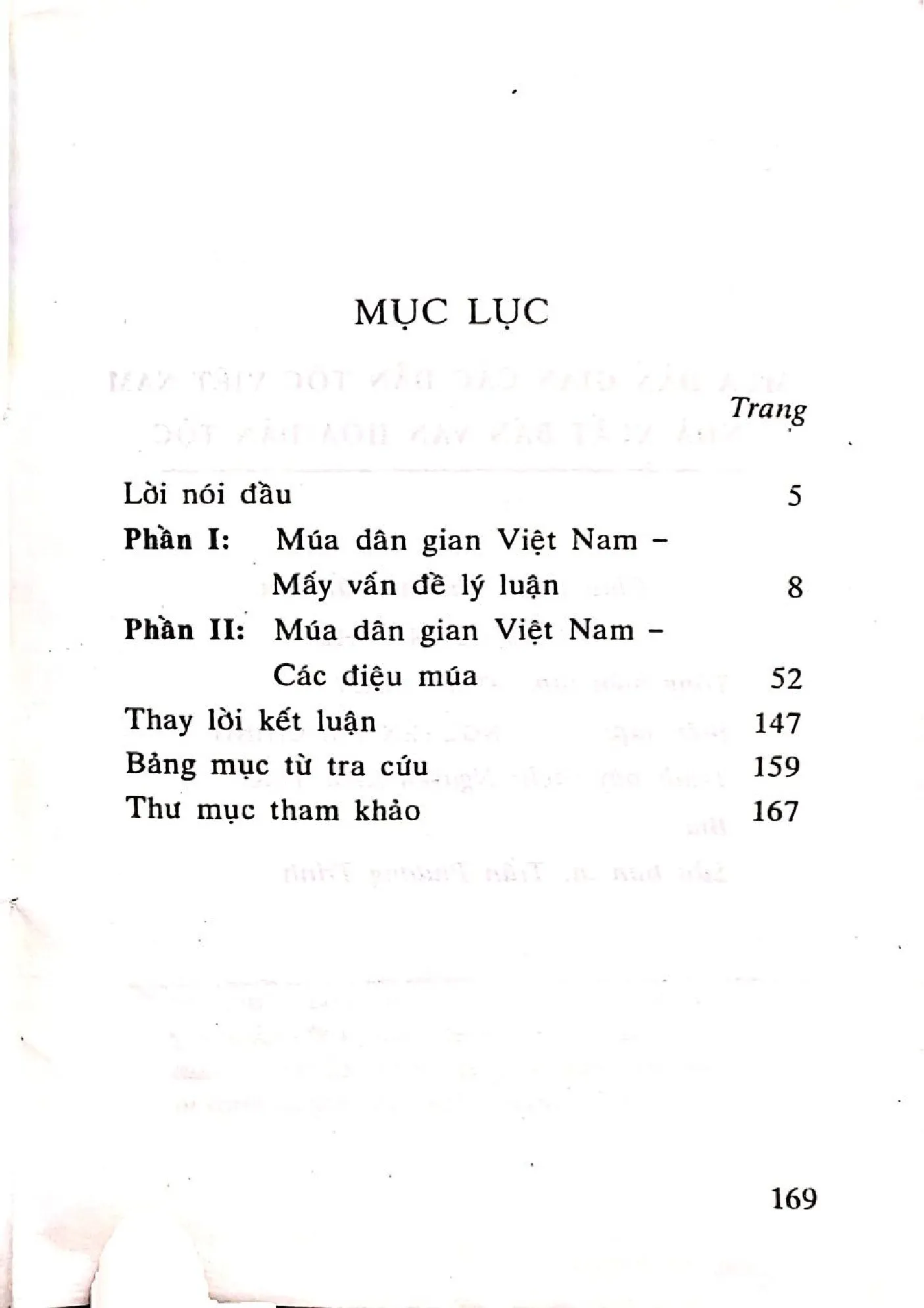 Mục lục chi tiết trang 1 sách Múa dân gian các dân tộc Việt Nam