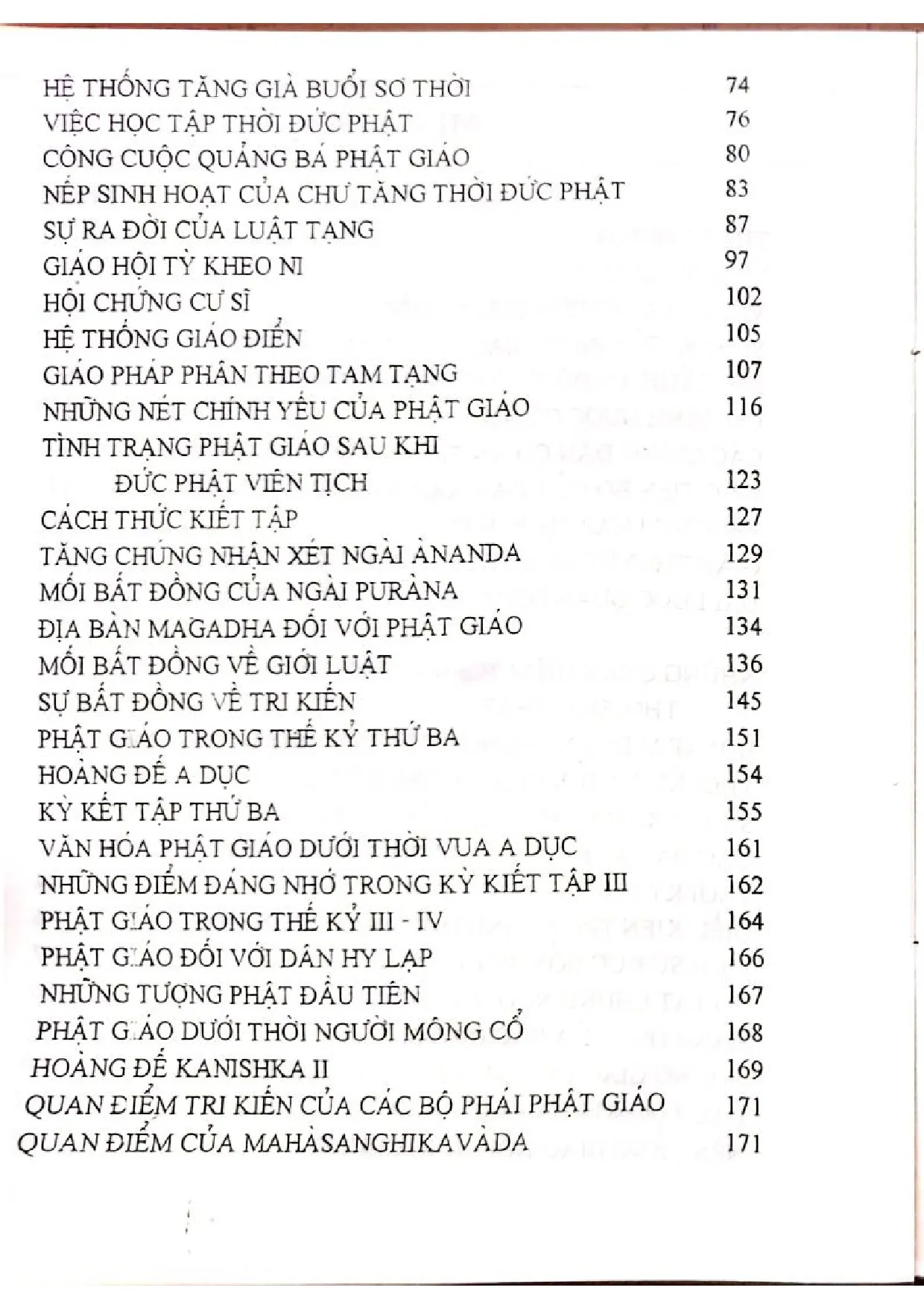 Mục lục chi tiết trang 2 sách Phật giáo sử