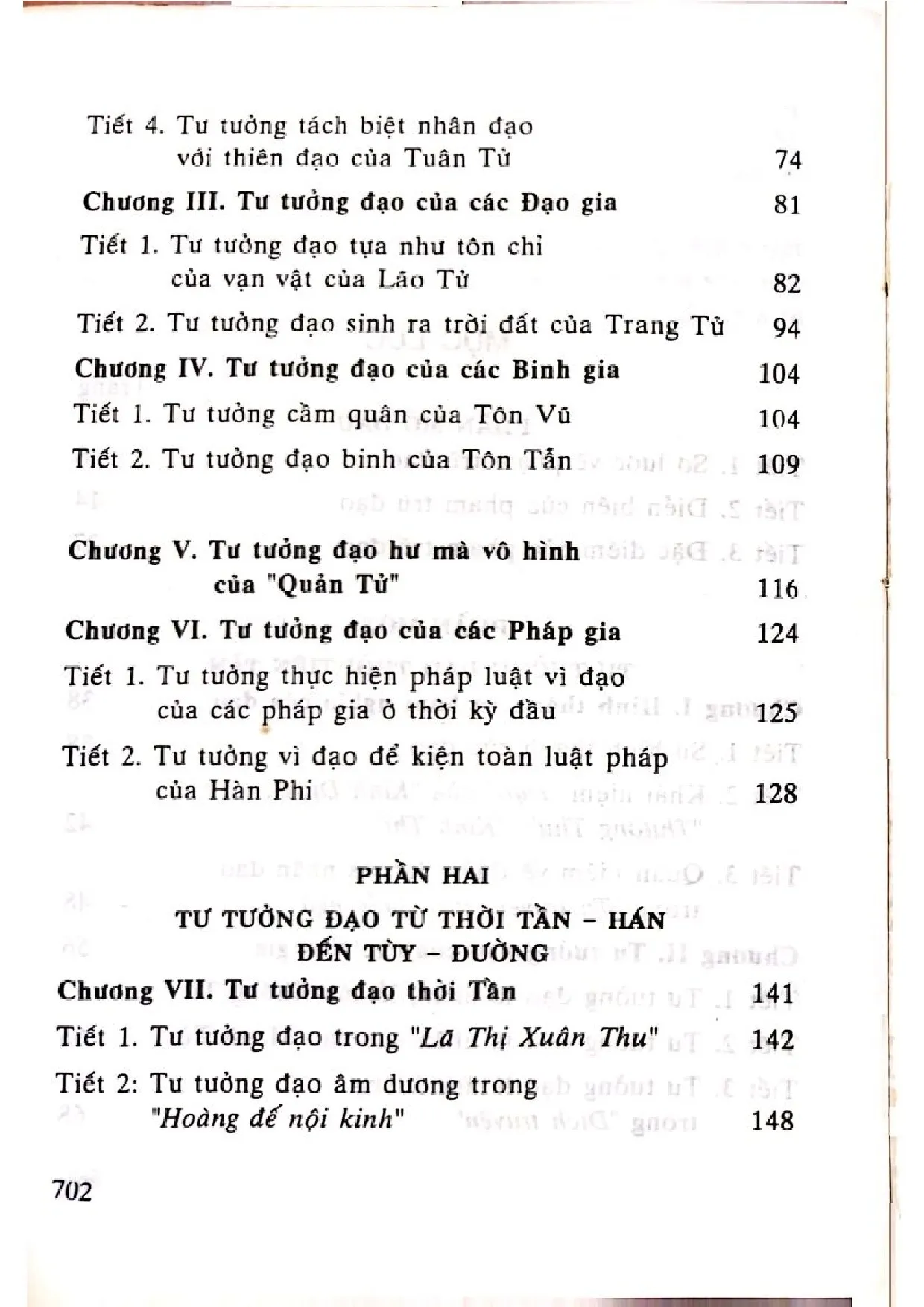 Mục lục chi tiết trang 2 sách Đạo. Triết học phương Đông