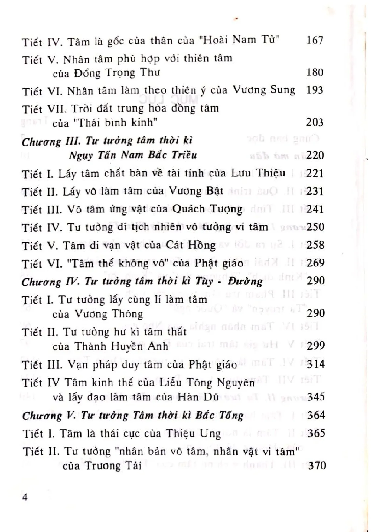 Mục lục chi tiết trang 2 sách Tâm. Triết học phương Đông