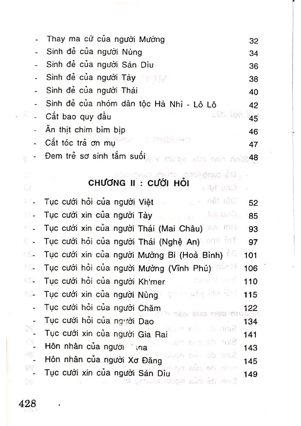Mục lục chi tiết trang 2 sách Lễ tục vòng đời