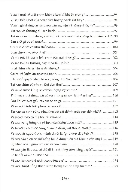 Mục lục chi tiết trang 3 sách Bí mật về thế giới động vật