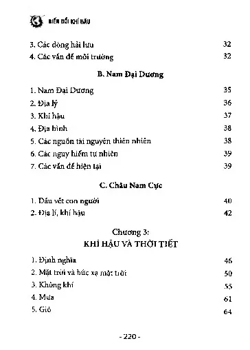 Mục lục chi tiết trang 1 sách Biến đổi khí hậu