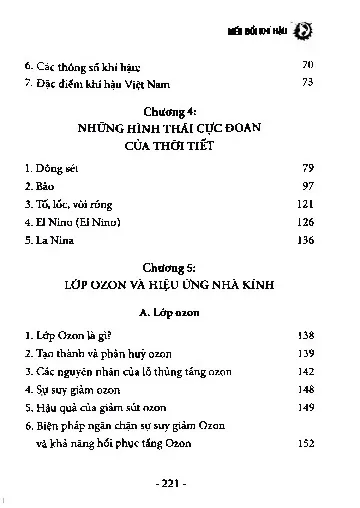 Mục lục chi tiết trang 2 sách Biến đổi khí hậu