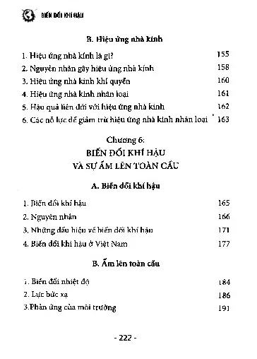 Mục lục chi tiết trang 3 sách Biến đổi khí hậu