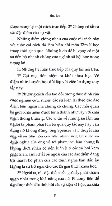 Mục lục chi tiết trang 2 sách Các quy tắc của phương pháp xã hội học