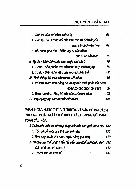 Mục lục chi tiết trang 1 sách Cải cách và sự phát triển