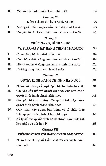 Mục lục chi tiết trang 1 sách Cơ sở lý luận và thực tiễn về hành chính nhà nước