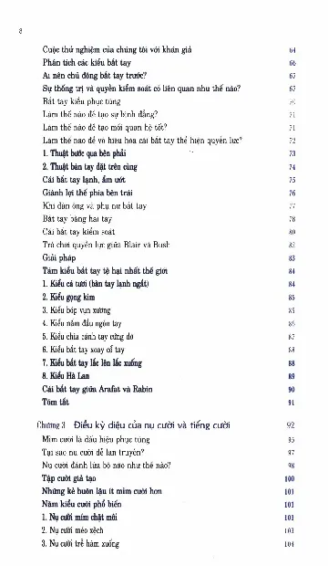 Mục lục chi tiết trang 2 sách Cuốn hoàn hảo về ngôn ngữ cơ thể