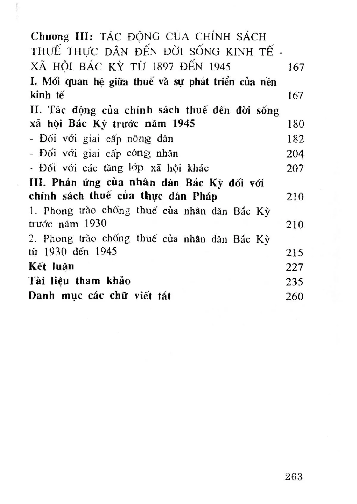 Mục lục chi tiết trang 2 sách Chế độ thuế của thực dân Pháp ở Bắc kỳ từ 1897 đến 1945