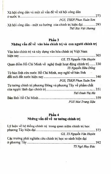 Mục lục chi tiết trang 2 sách Chính trị học những vấn đề lý luận và thực tiễn