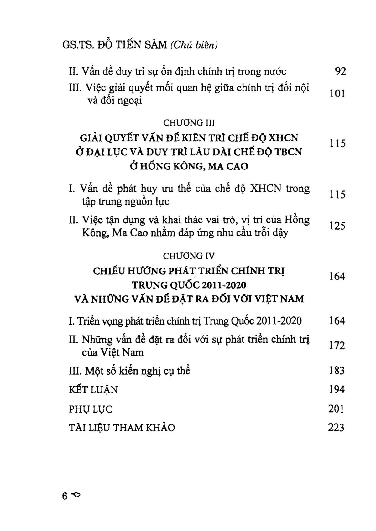 Mục lục chi tiết trang 1 sách Chính trị Trung Quốc trong quá trình trỗi dậy và những vấn đề đặt ra cho Việt Nam