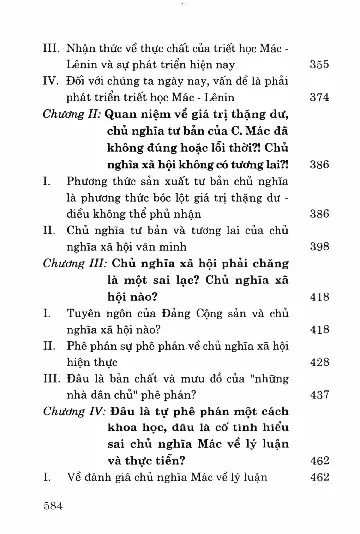 Mục lục chi tiết trang 3 sách Chủ nghĩa Mác Lê Nin phương pháp luận của sự phê phán và phát triển hiện nay
