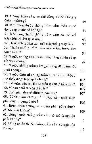Mục lục chi tiết trang 3 sách Phỏng đoán điều trị chứng trầm cảm
