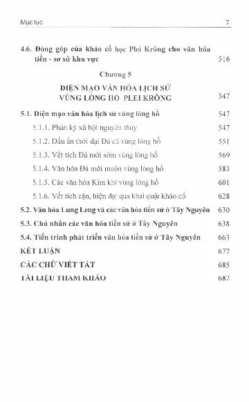 Mục lục chi tiết trang 2 sách Dấu ấn văn hóa Tiền - Sơ Sử vùng lòng hồ Plei Krông, Kom Tum