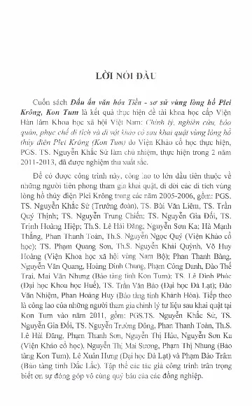 Mục lục chi tiết trang 3 sách Dấu ấn văn hóa Tiền - Sơ Sử vùng lòng hồ Plei Krông, Kom Tum