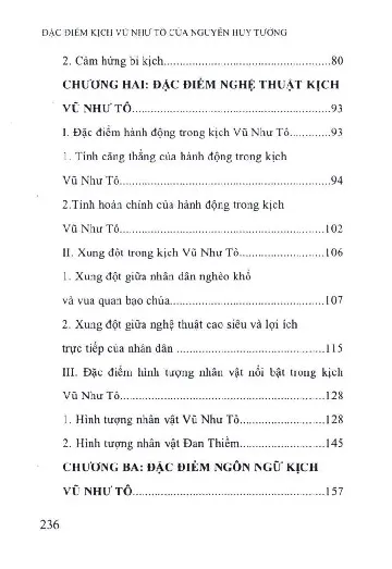 Mục lục chi tiết trang 1 sách Đặc điểm kịch Vũ Như Tô của Nguyễn Huy Tưởng