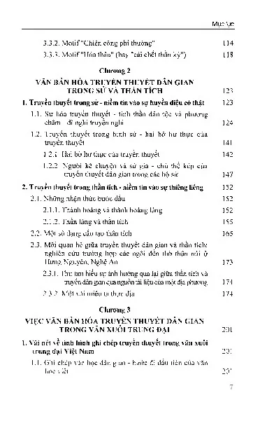 Mục lục chi tiết trang 2 sách Đặc trưng thể loại và việc văn bản hóa truyền thuyết dân gian Việt Nam