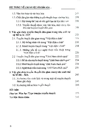 Mục lục chi tiết trang 3 sách Đặc trưng thể loại và việc văn bản hóa truyền thuyết dân gian Việt Nam