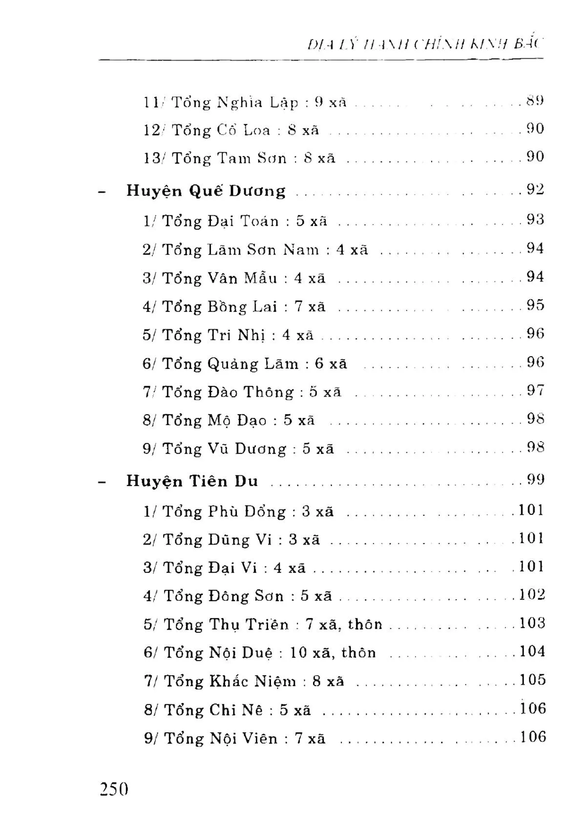 Mục lục chi tiết trang 3 sách Địa lý hành chính Kinh Bắc