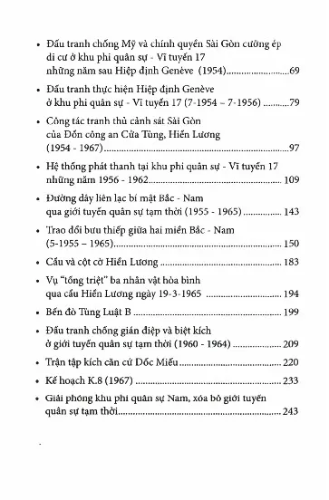 Mục lục chi tiết trang 1 sách Đôi bờ giới tuyến (1954 - 1967)