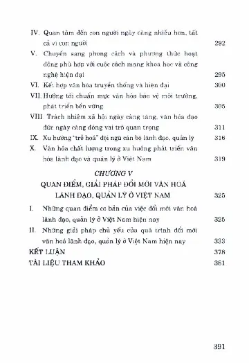 Mục lục chi tiết trang 2 sách Đổi mới văn hóa lãnh đạo và quản lý ở Việt Nam hiện nay