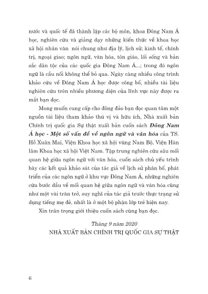 Mục lục chi tiết trang 3 sách Đông Nam Á học một số vấn đề về ngôn ngữ và văn hóa