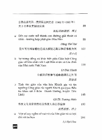 Mục lục chi tiết trang 1 sách Đời sống tôn giáo ở Việt Nam và Trung Quốc